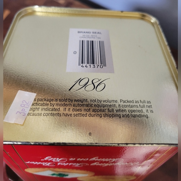 Ritz Cracker Tin Limited Edition Nabisco Container with Lid 16 oz empty vtg - Picture 5 of 6